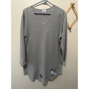 Womens Small Vintage Disney Store Gray Snow White Waffle Sleep Dress Long Sleeve